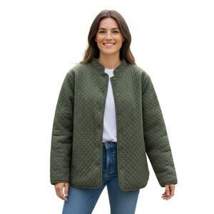 Concept Jacket  Women’s Size L Green 100% Silk Embroidered accents, New#169